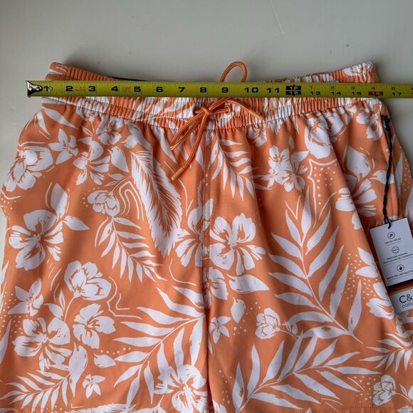 C&C California Men’s Swim Shorts Large Orange Tropical Print 7” Inseam NWT - Picture 4 of 12